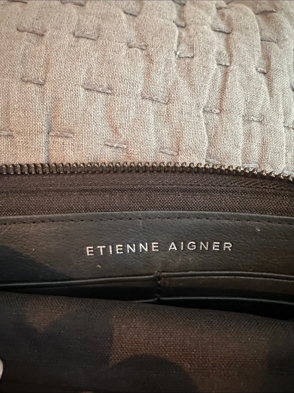 Etienne Aigner Black Leather Zip Wallet with Logo